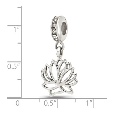Sterling Silver Crystal Lotus Dangle Bead – view 6