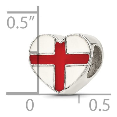 Sterling Silver Switzerland Flag Heart Bead – view 3