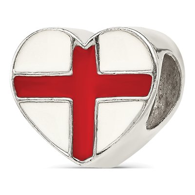 Sterling Silver Switzerland Flag Heart Bead