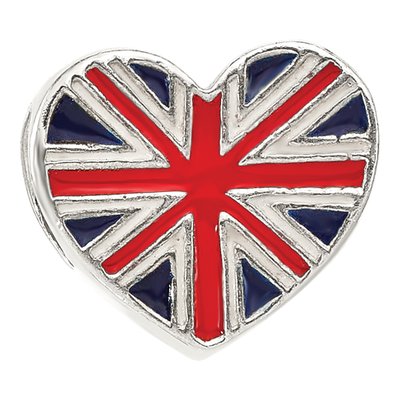 Sterling Silver UK Flag Heart Bead – view 5