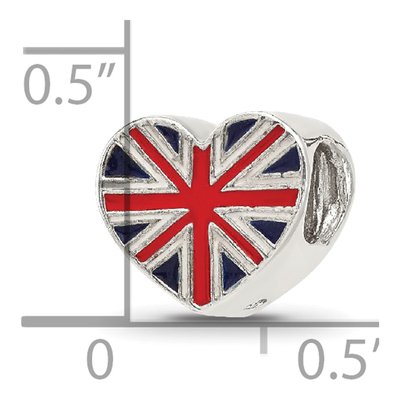Sterling Silver UK Flag Heart Bead – view 6