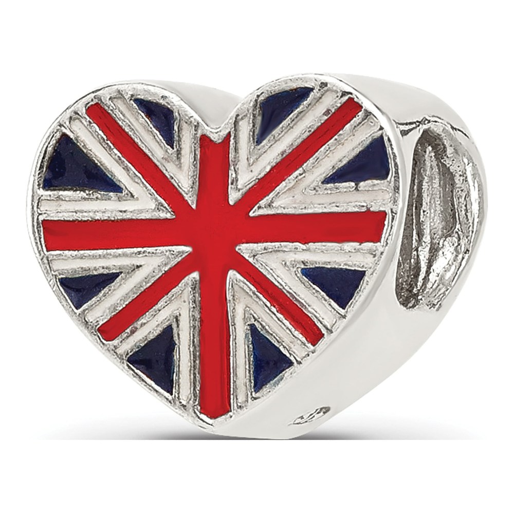 Sterling Silver UK Flag Heart Bead