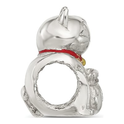 Sterling Silver Red Enamel Lucky Cat Bead – view 4