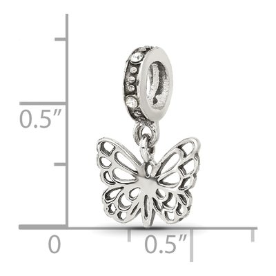 Sterling Silver Crystal Butterfly Dangle Bead – view 3