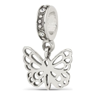 Sterling Silver Crystal Butterfly Dangle Bead – view 6
