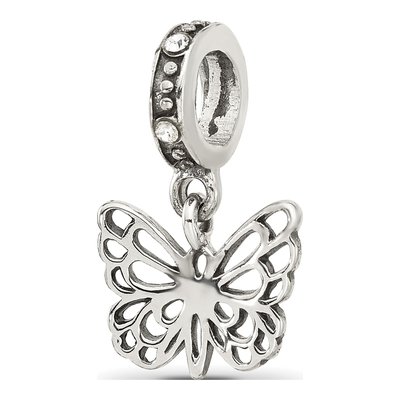 Sterling Silver Crystal Butterfly Dangle Bead