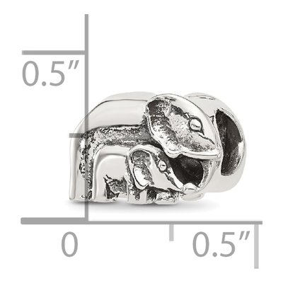 Sterling Silver Mommy Baby Elephant Bead – view 3