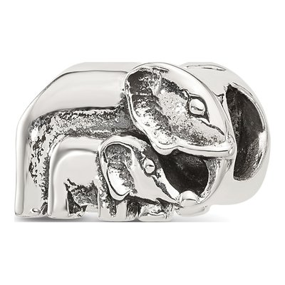 Sterling Silver Mommy Baby Elephant Bead