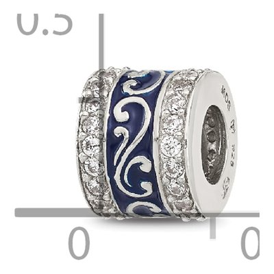 Sterling Silver CZ Enamel Scroll Bead – view 3