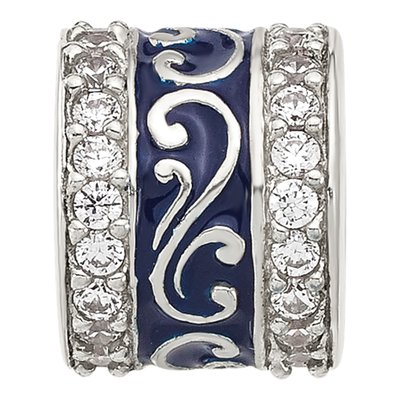 Sterling Silver CZ Enamel Scroll Bead – view 5