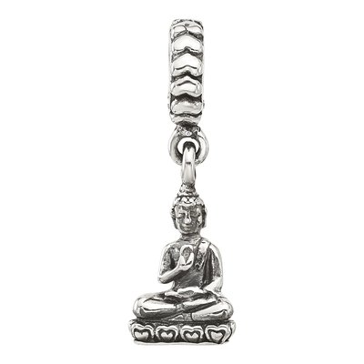 Sterling Silver Antiqued Buddha Dangle Bead – view 5