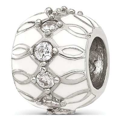 Sterling Silver CZ Enamel Bead