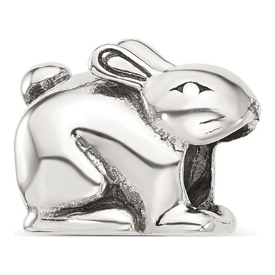 Sterling Silver Antiqued Rabbit Bead
