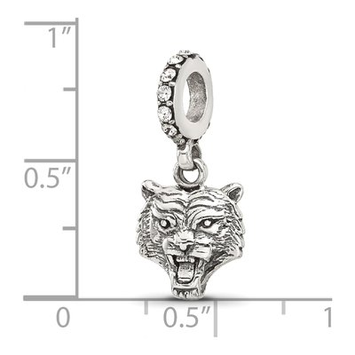Sterling Silver Crystal Tiger Head Dangle Bead – view 3