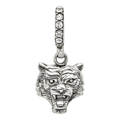 Sterling Silver Crystal Tiger Head Dangle Bead – view 5