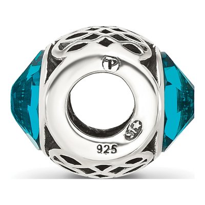 Sterling Silver Crystal Teal Bead – view 3