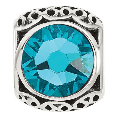 Sterling Silver Crystal Teal Bead – view 4