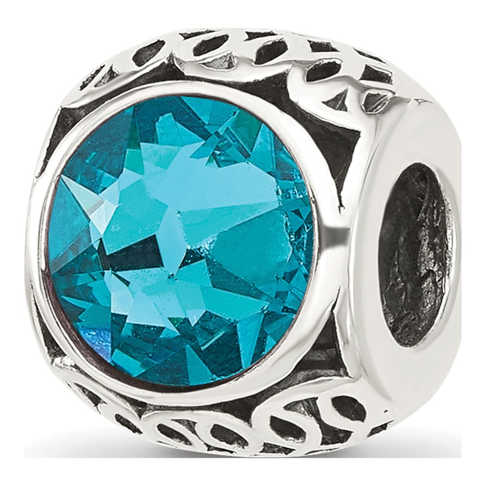Sterling Silver Crystal Teal Bead