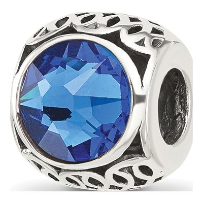 Sterling Silver Crystal Antiqued Bead