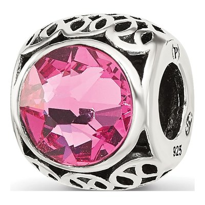 Sterling Silver Crystal Antiqued Bead