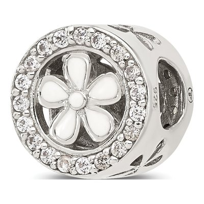 Sterling Silver CZ Flower Circle Bead