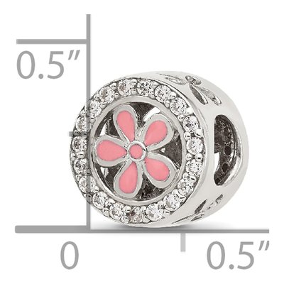 Sterling Silver CZ Enamel Flower Bead – view 3