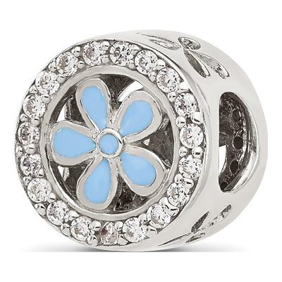 Sterling Silver CZ Flower Circle Bead
