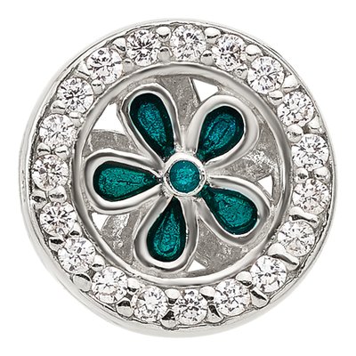 Sterling Silver CZ Teal Flower Bead – view 5