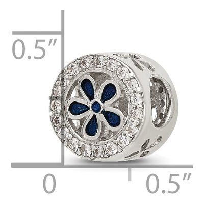 Sterling Silver CZ Enamel Flower Bead – view 3