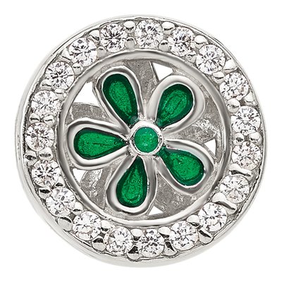 Sterling Silver CZ Enamel Flower Bead – view 5