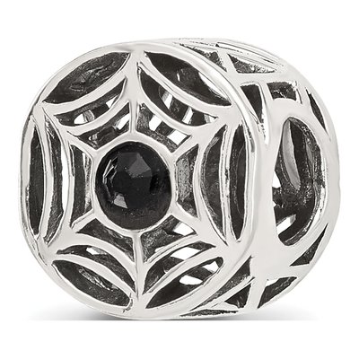 Sterling Silver Crystal Spider Web Bead