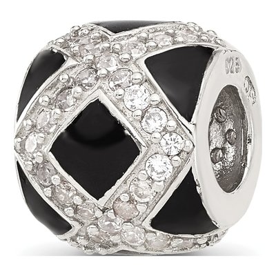 Sterling Silver CZ Enamel Bead