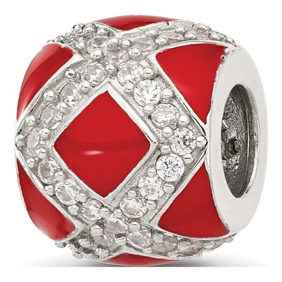 Sterling Silver CZ Enamel Bead