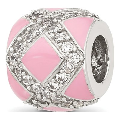 Sterling Silver CZ Enamel Bead