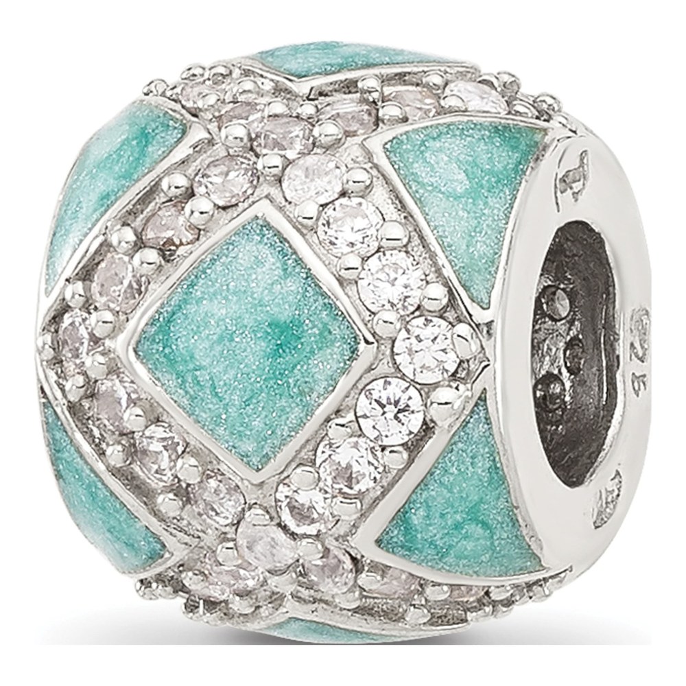 Sterling Silver CZ Enamel Bead