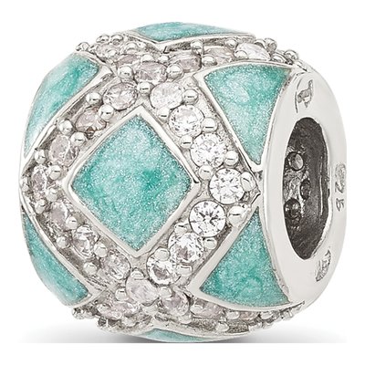 Sterling Silver CZ Enamel Bead