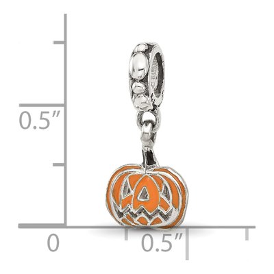 Sterling Silver Orange Pumpkin Dangle Bead – view 3