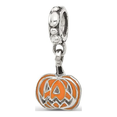 Sterling Silver Orange Pumpkin Dangle Bead