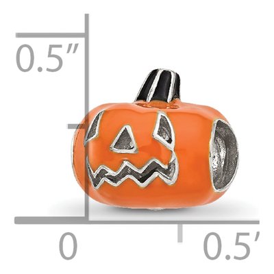 Sterling Silver Orange Enamel Pumpkin Bead – view 3