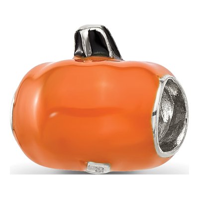 Sterling Silver Orange Enamel Pumpkin Bead – view 6