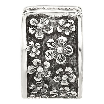 Sterling Silver Antiqued Floral Clip Bead – view 4