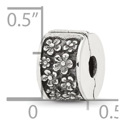 Sterling Silver Antiqued Floral Clip Bead – view 6