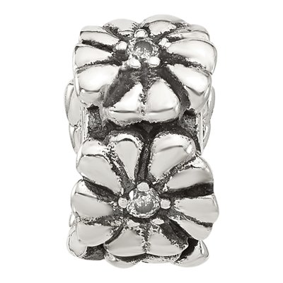 Sterling Silver CZ Floral Clip Bead – view 4
