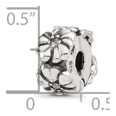 Sterling Silver CZ Floral Clip Bead – view 6