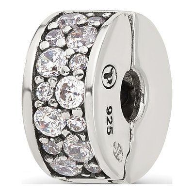Sterling Silver CZ Cluster Clip Bead