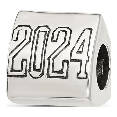 Sterling Silver Grad Cap Bead