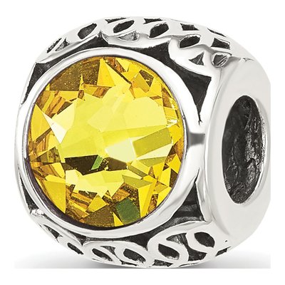 Sterling Silver Crystal Antiqued Bead