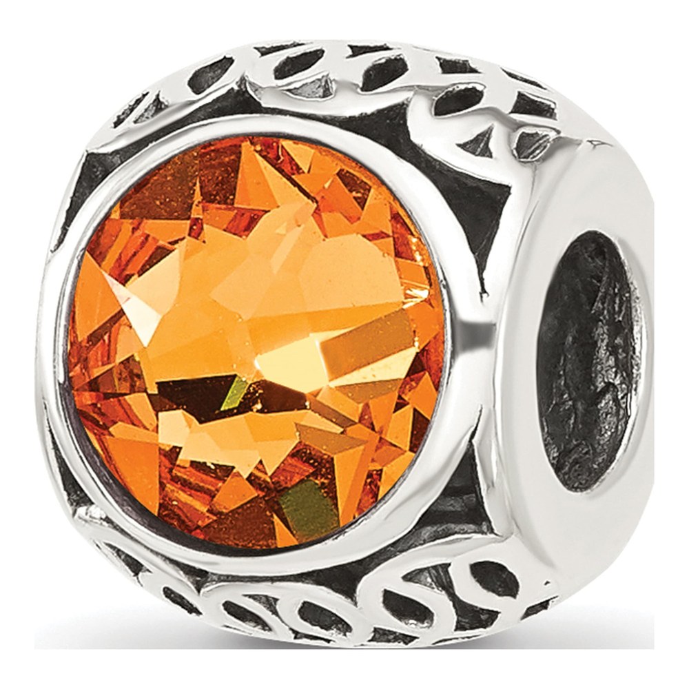 Sterling Silver Crystal Antiqued Bead