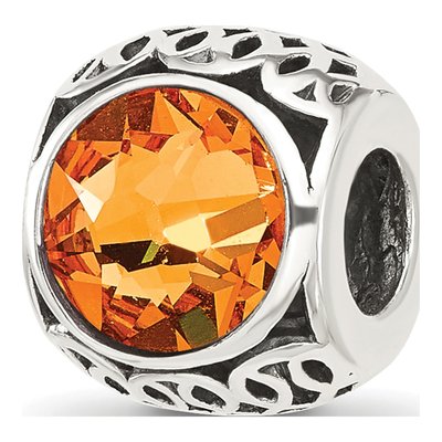 Sterling Silver Crystal Antiqued Bead