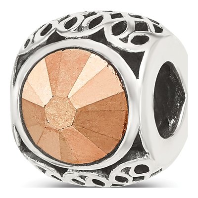 Sterling Silver Crystal Antiqued Bead